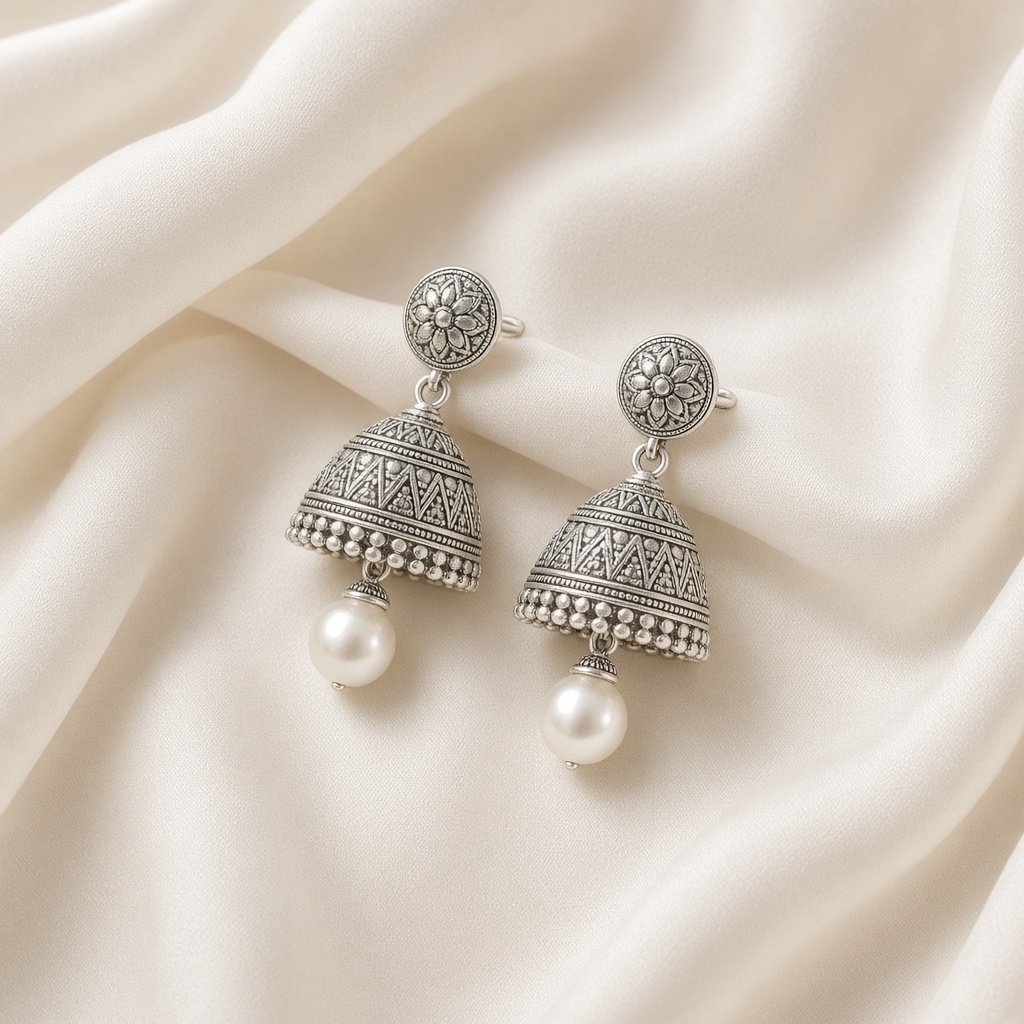 A pair of silver bell earrings